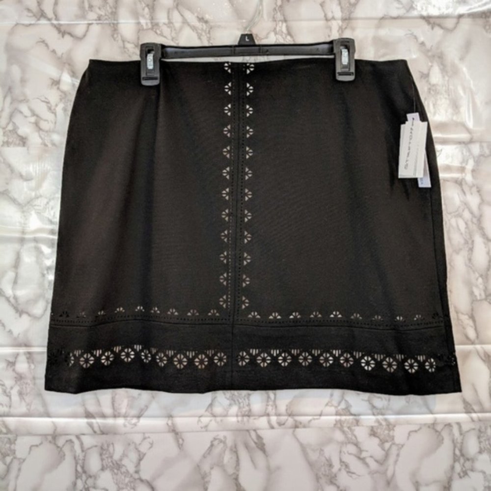Amanda & Chelsea | laser cut ponti skirt